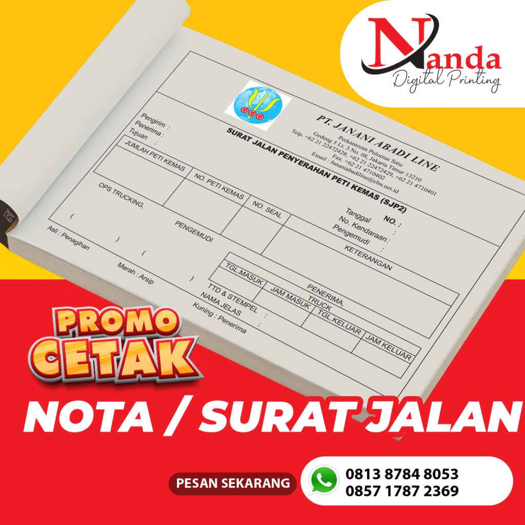 Jasa Cetak Cepat Nota/Surat Jalan di Jakarta